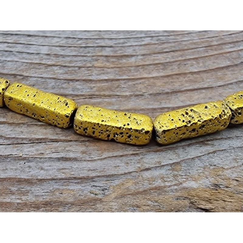 Blutsteinkette Gold (Hämatit) Lavalook 4x4x14mm