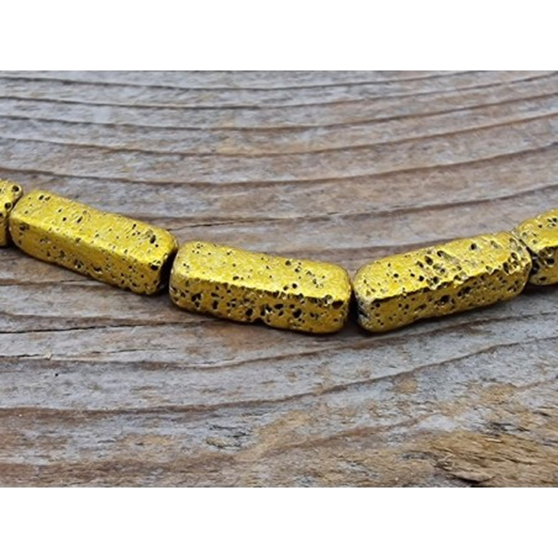 Blutsteinkette Gold (Hämatit) Lavalook 4x4x14mm
