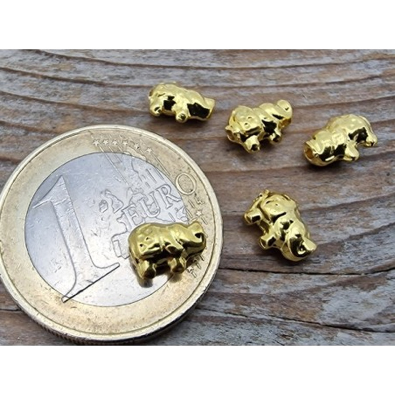 Zwischenteil, Elefant 8x5mm, 925 Silber vergoldet