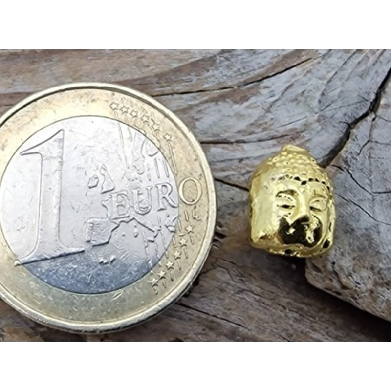 Zwischenteil, Buddhakopf 10x8x7mm, 925 Silber vergoldet
