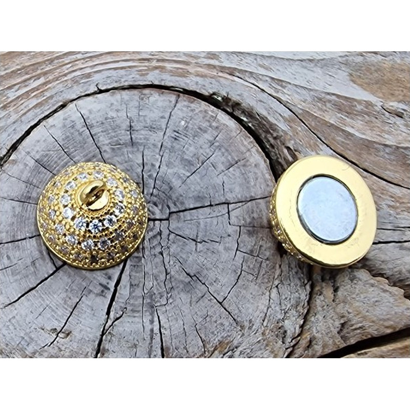 Magnetschliesse 10mm vergoldet, Strass, geklebt