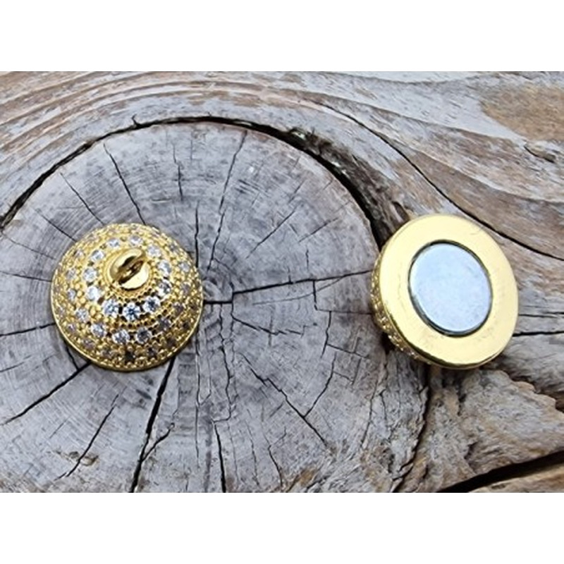 Magnetschliesse 10mm vergoldet, Strass, geklebt