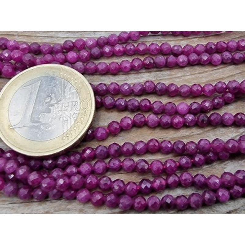 Rubin Kette facettiert 3mm