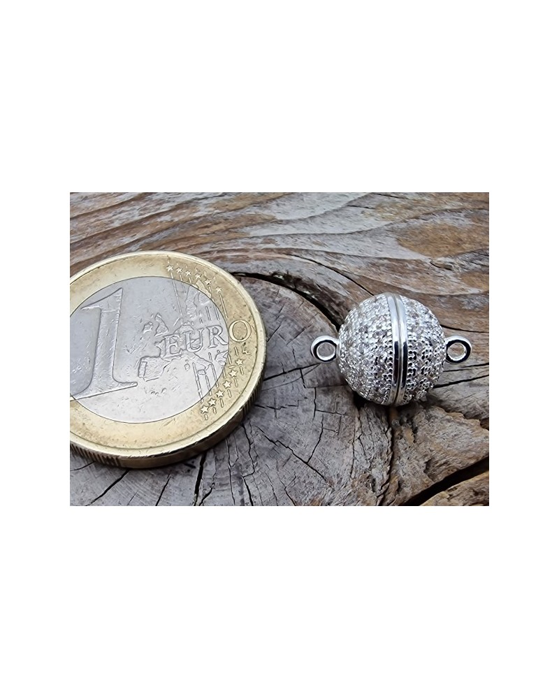 Magnetschliesse 10mm silberfarben, Strass, geklebt