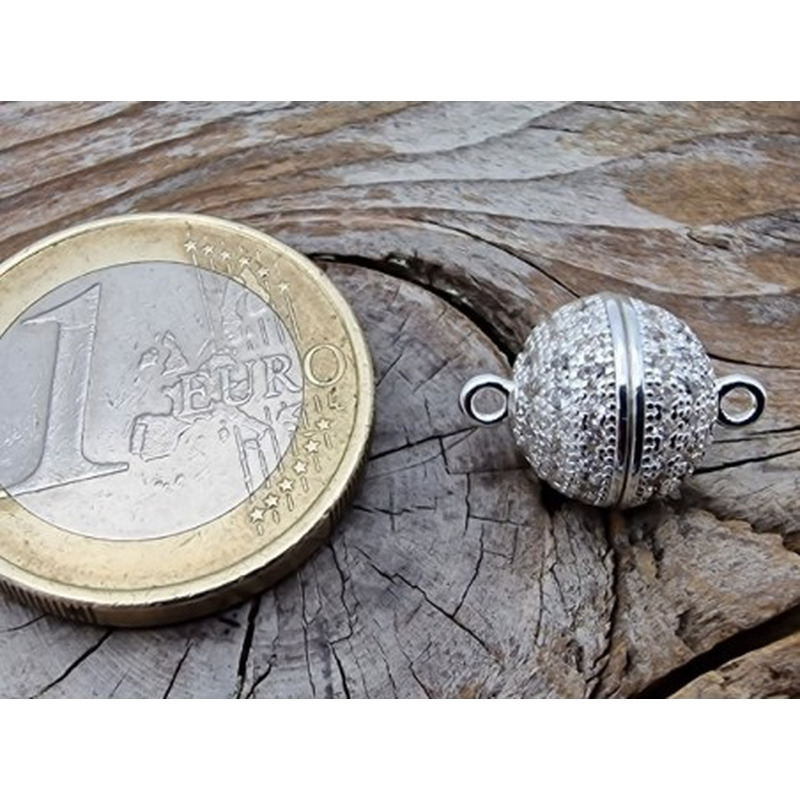 Magnetschliesse 10mm silberfarben, Strass, geklebt