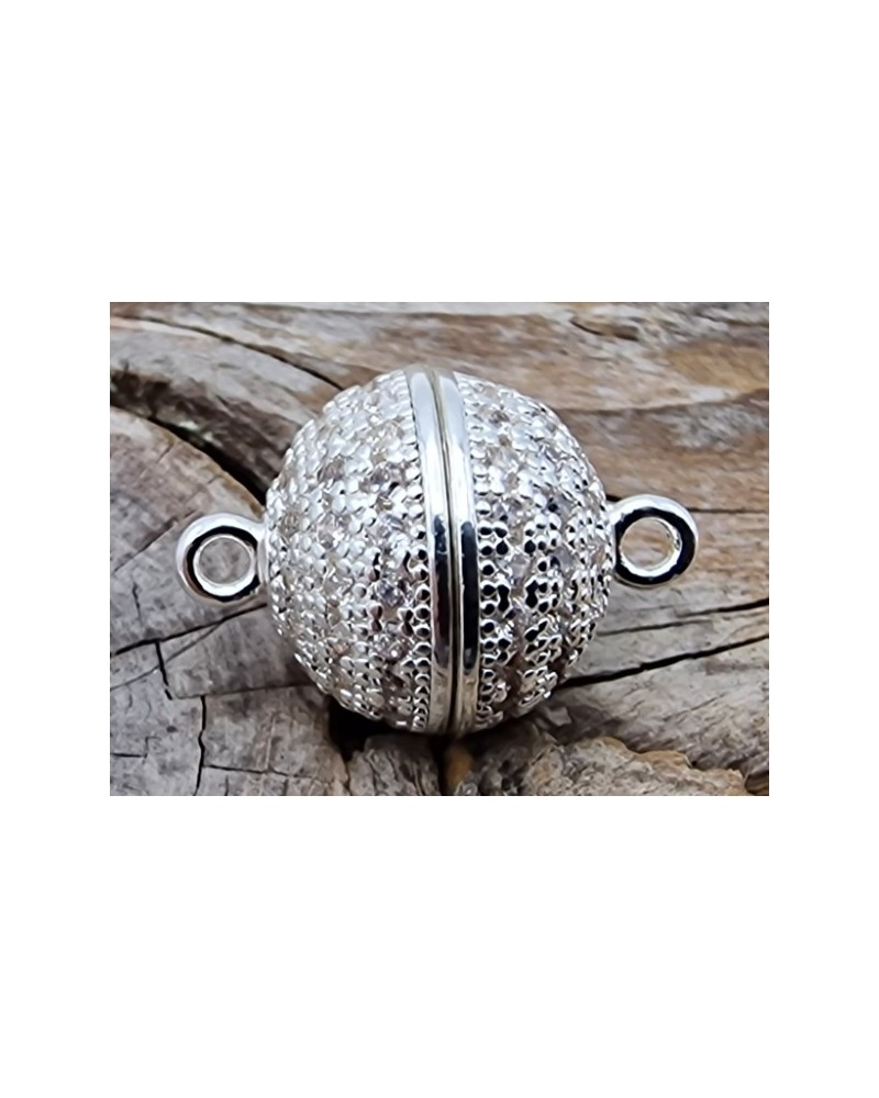 Magnetschliesse 10mm silberfarben, Strass, geklebt