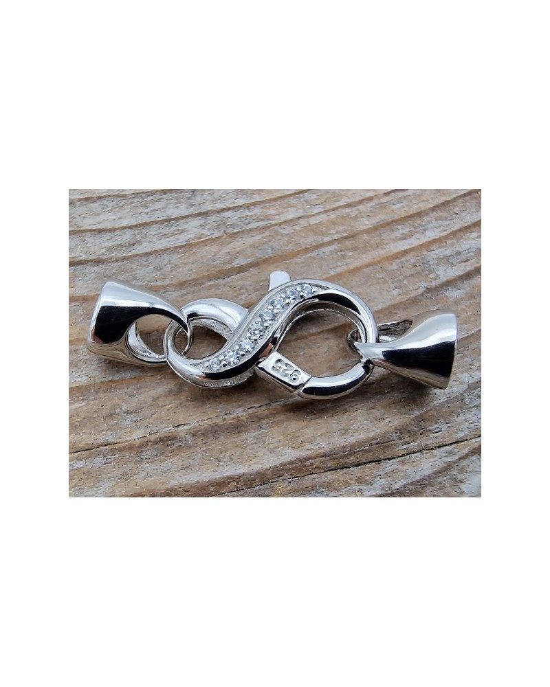 Schliesse 27mm, 925 Silber rhodiniert, Strass