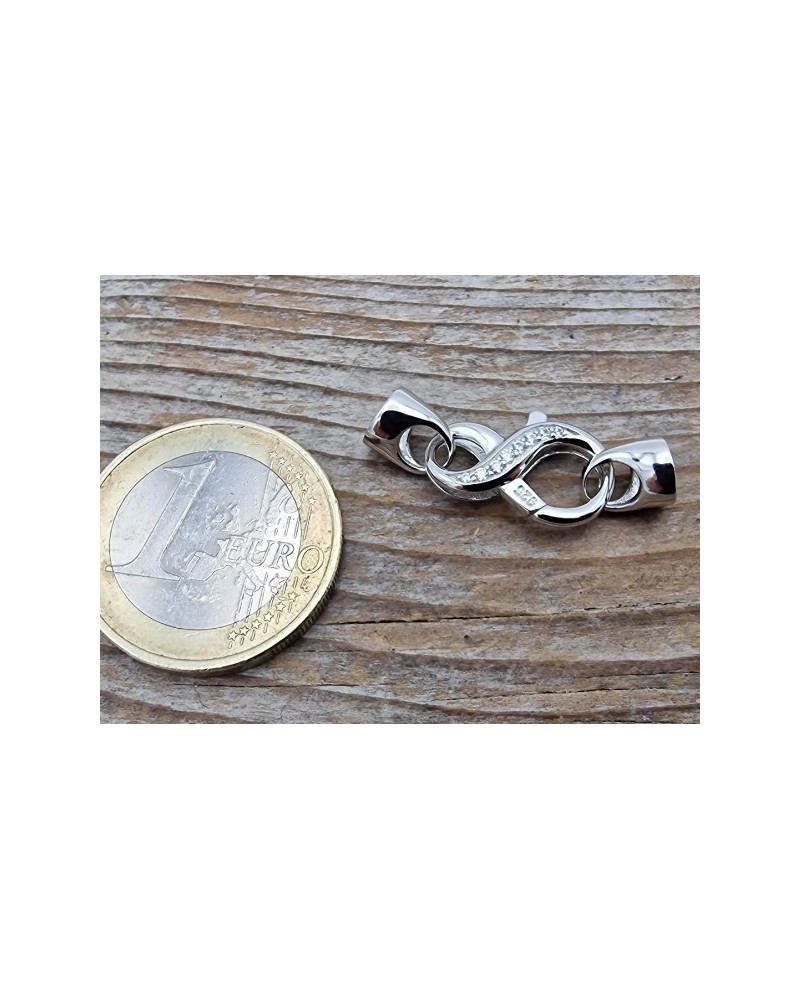 Schliesse 27mm, 925 Silber rhodiniert, Strass