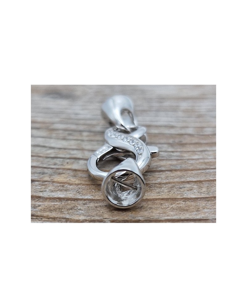 Schliesse 27mm, 925 Silber rhodiniert, Strass