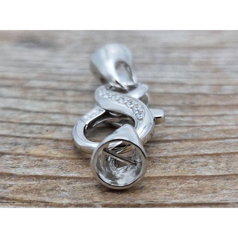 Schliesse 27mm, 925 Silber rhodiniert, Strass