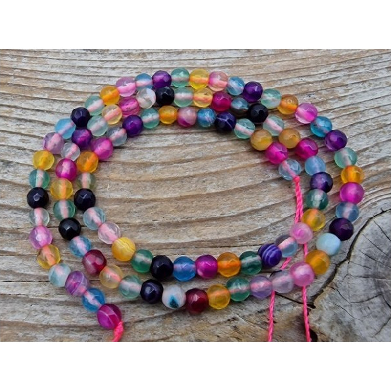 Achatkette Multicolor facettiert 4mm