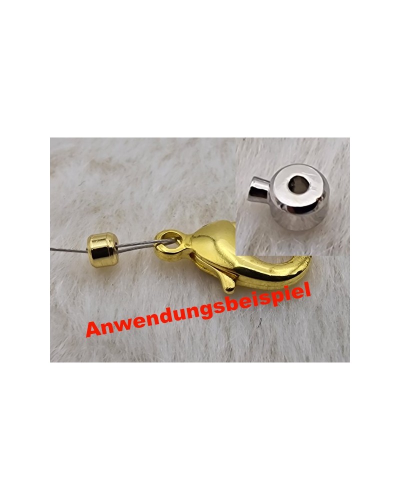 Quetschperle EASY, rhodiumfarben, bis 2x0.53mm, 2 Stück