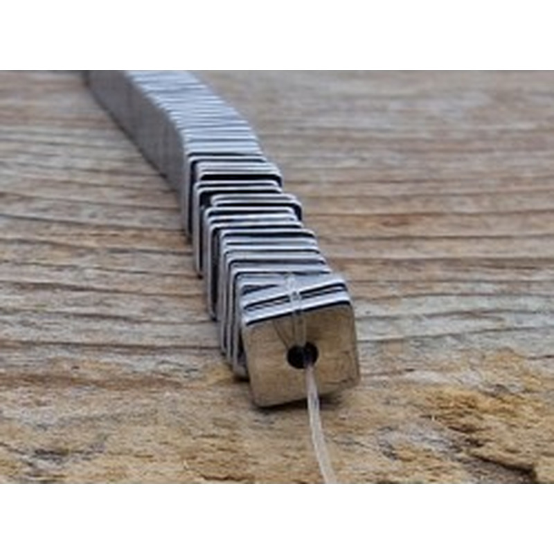 Blutsteinkette Silber (Hämatit) 6x6x1mm 2