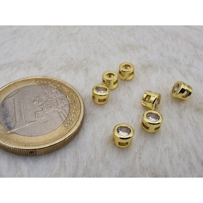 Zwischenteil Strass 4.5mm, Messing vergoldet