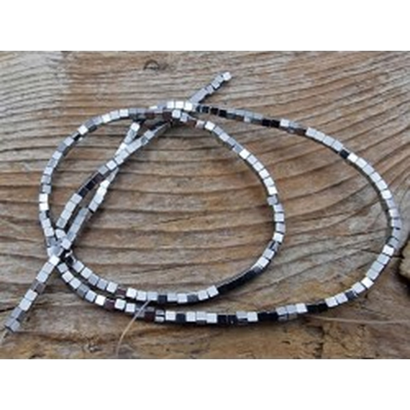 Blutsteinkette Silber (Hämatit) 2x2mm 2