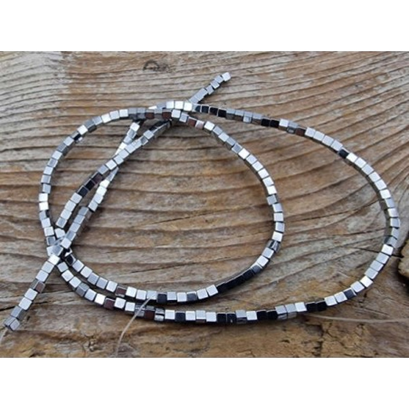 Blutsteinkette Silber (Hämatit) 2x2mm