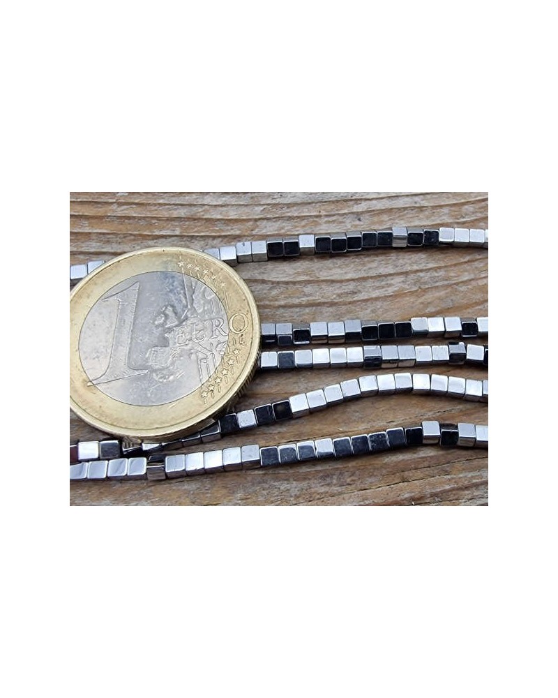 Blutsteinkette Silber (Hämatit) 2x2mm