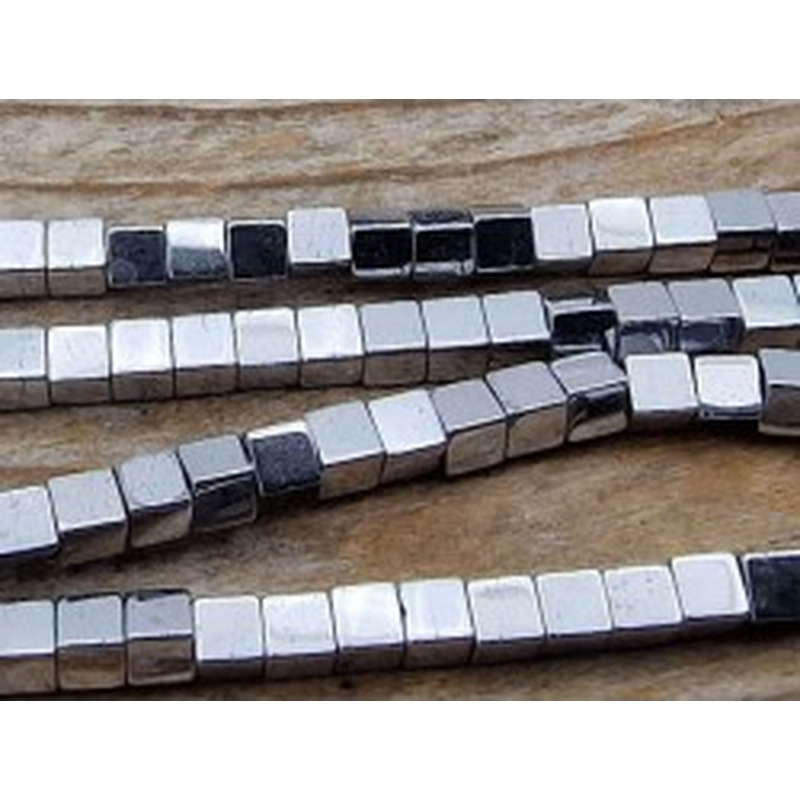 Blutsteinkette Silber (Hämatit) 2x2mm