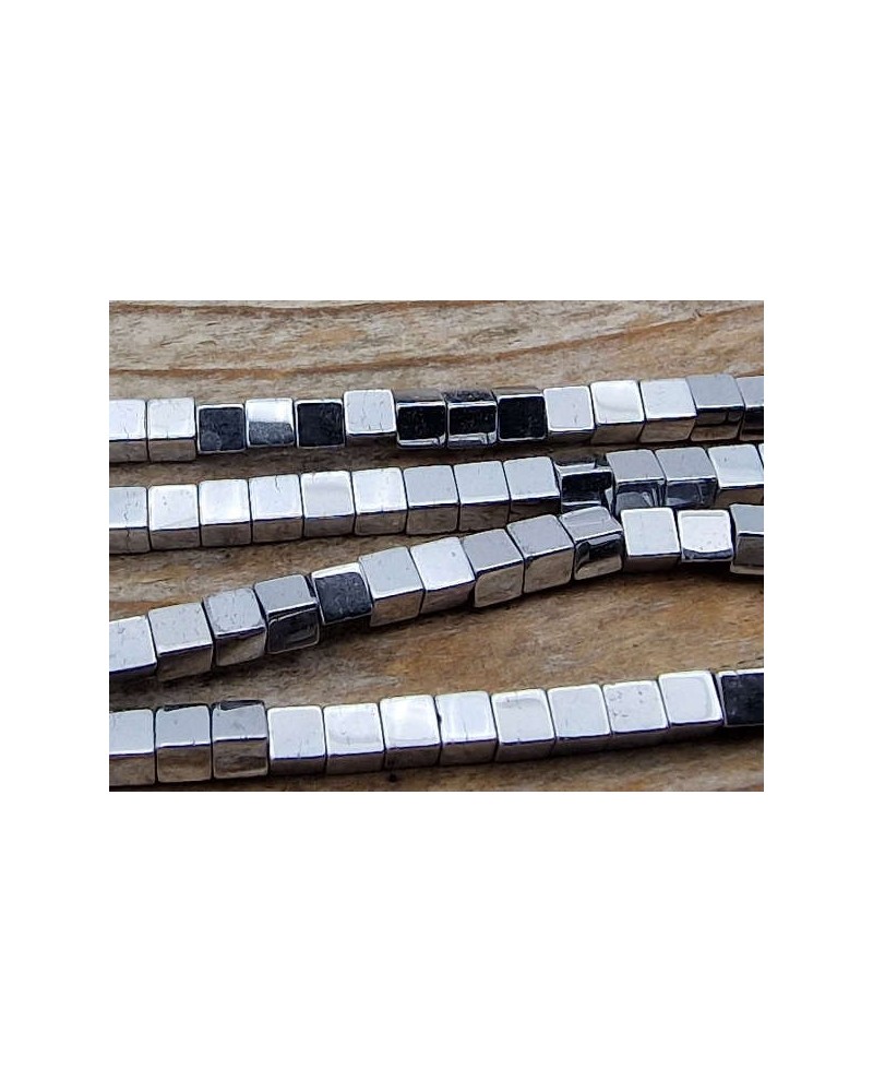 Blutsteinkette Silber (Hämatit) 2x2mm