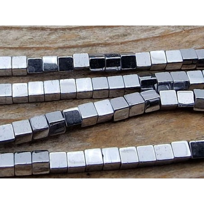 Blutsteinkette Silber (Hämatit) 2x2mm