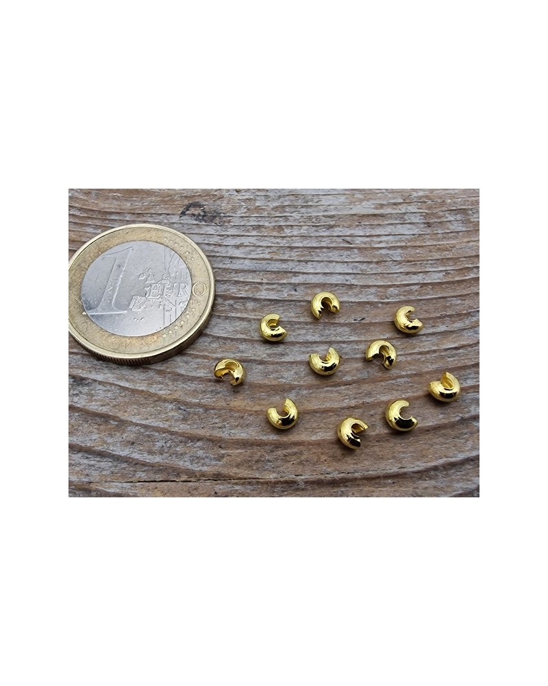 Kaschierkalotte 3mm, vergoldet, 10 Stk