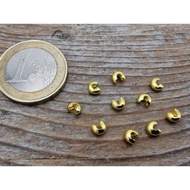 Kaschierkalotte 3mm, vergoldet, 10 Stk