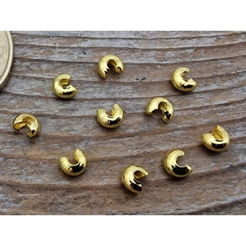 Kaschierkalotte 3mm, vergoldet, 10 Stk