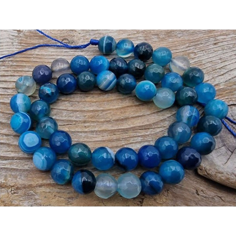 Achatkette blau facettiert 8mm