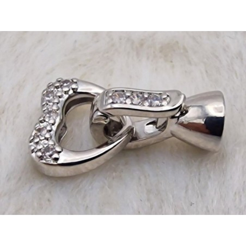 Schmuckschliesse 19mm Messing rhodiniert, Strass