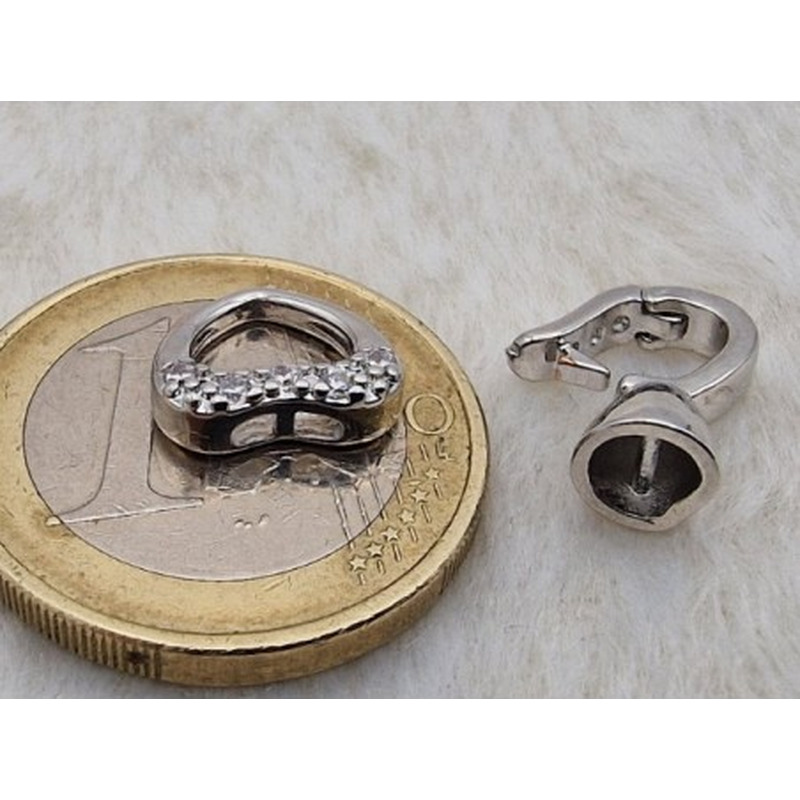 Schmuckschliesse 19mm Messing rhodiniert, Strass