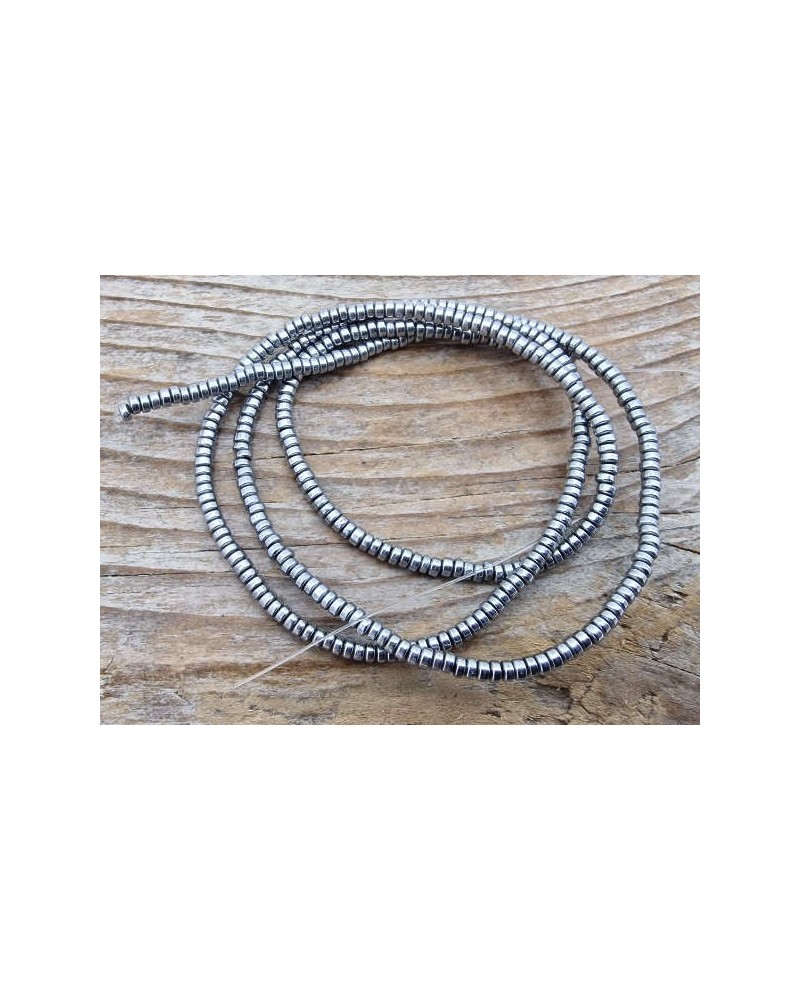 Blutsteinkette Silber (Hämatit) 2x1mm