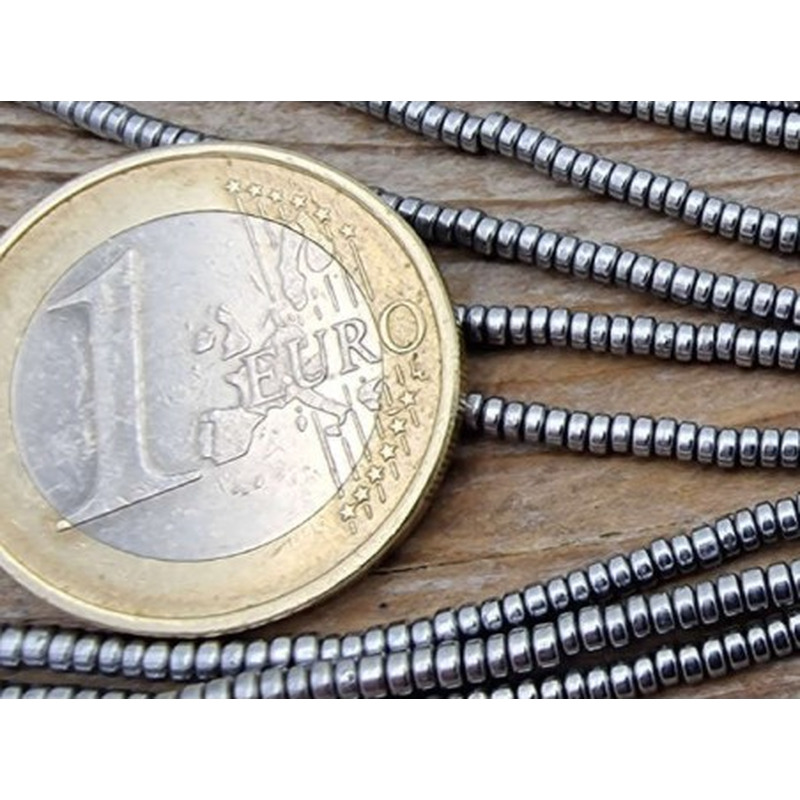 Blutsteinkette Silber (Hämatit) 2x1mm