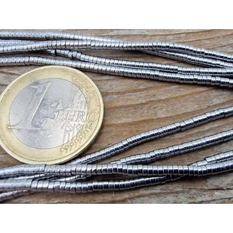 Blutsteinkette Silber (Hämatit) 2x1mm