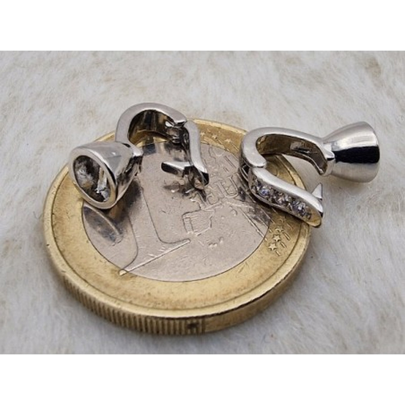 Schmuckschliesse 20mm Messing rhodiniert, Strass