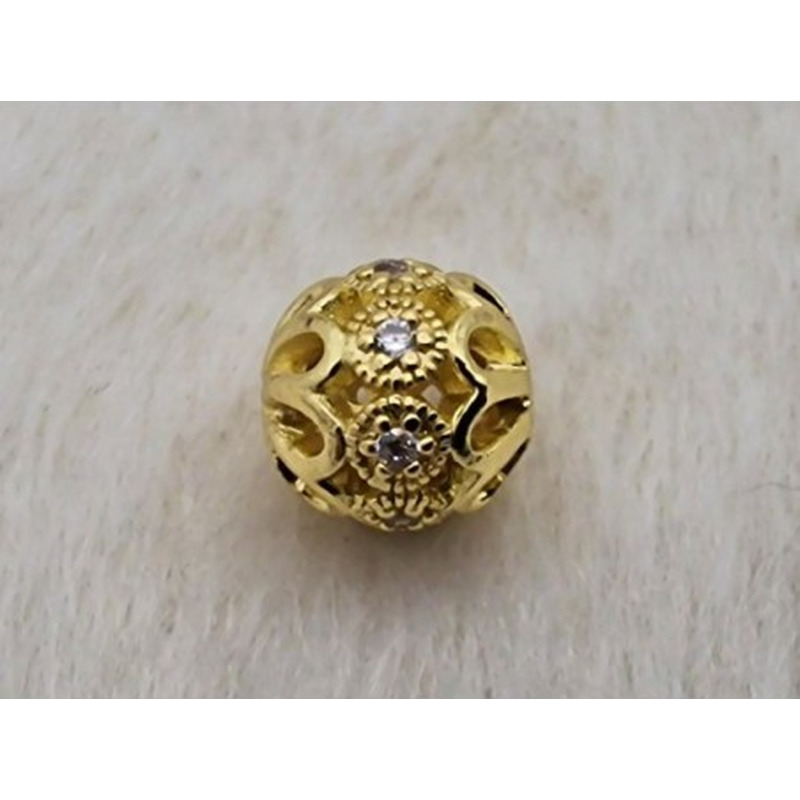 Zwischenteil, Kugel mit Strass 8mm, Messing vergoldet
