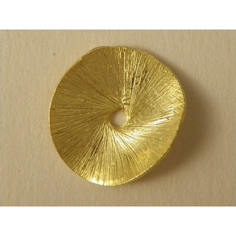 Zwischenteil, Scheibe Wave 14mm, Silber vergoldet