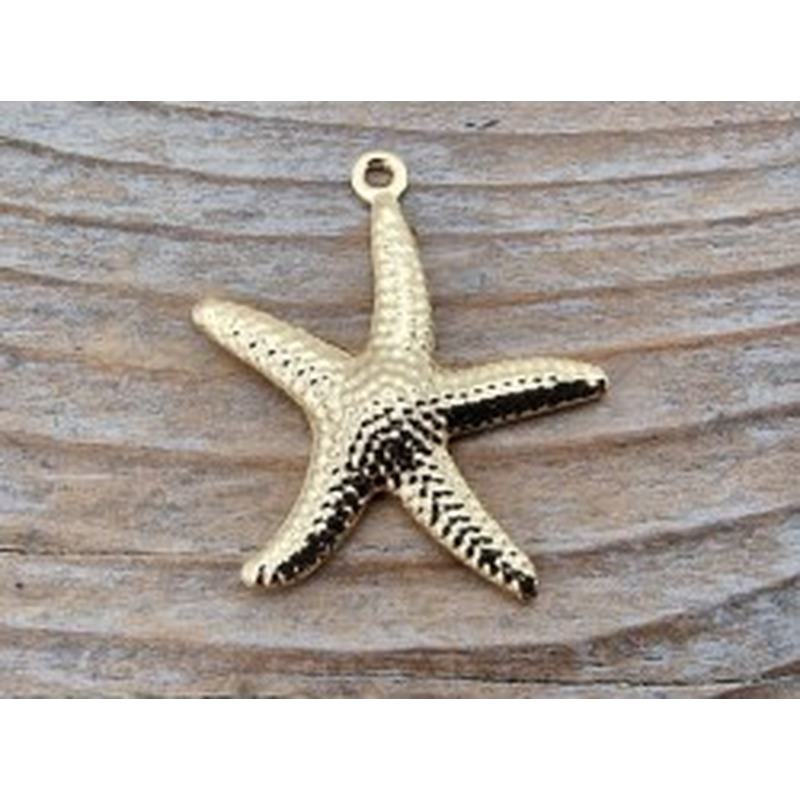 Charm Seestern 22mm, Edelstahl gold