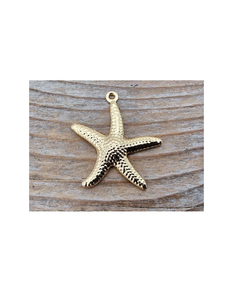 Charm Seestern 22mm, Edelstahl gold