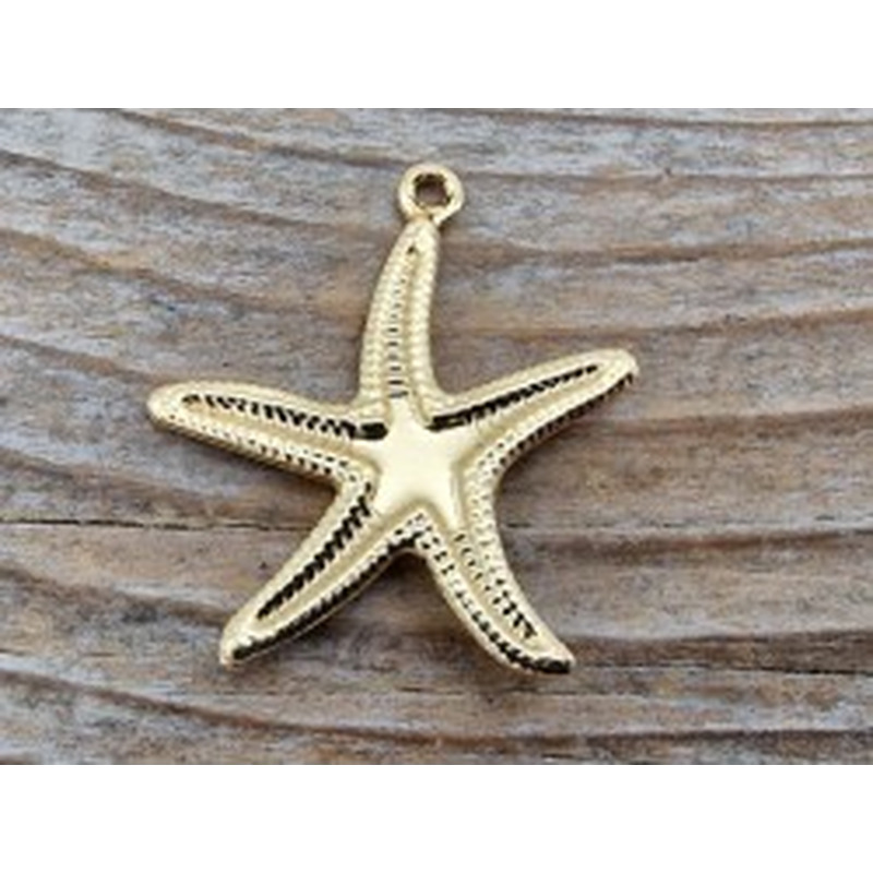 Charm Seestern 22mm, Edelstahl gold 2