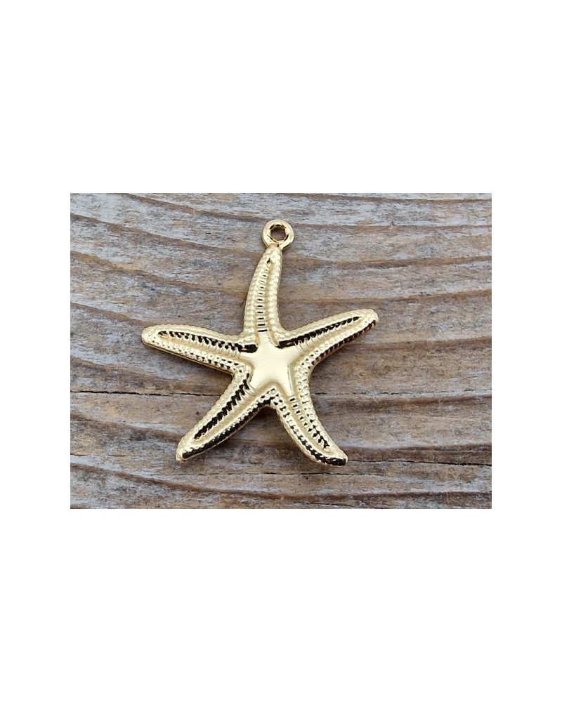 Charm Seestern 22mm, Edelstahl gold