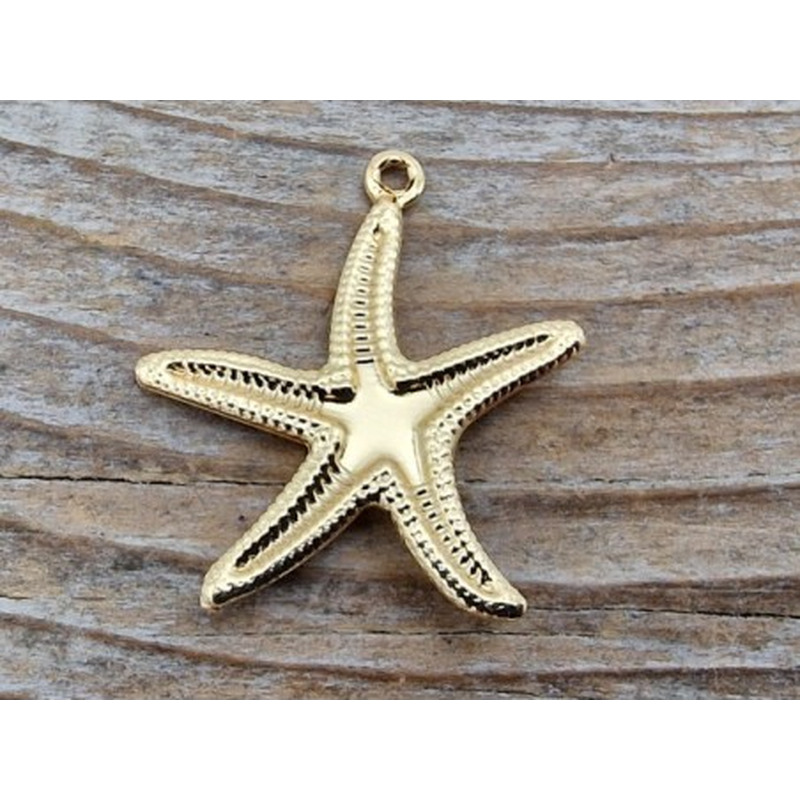 Charm Seestern 22mm, Edelstahl gold