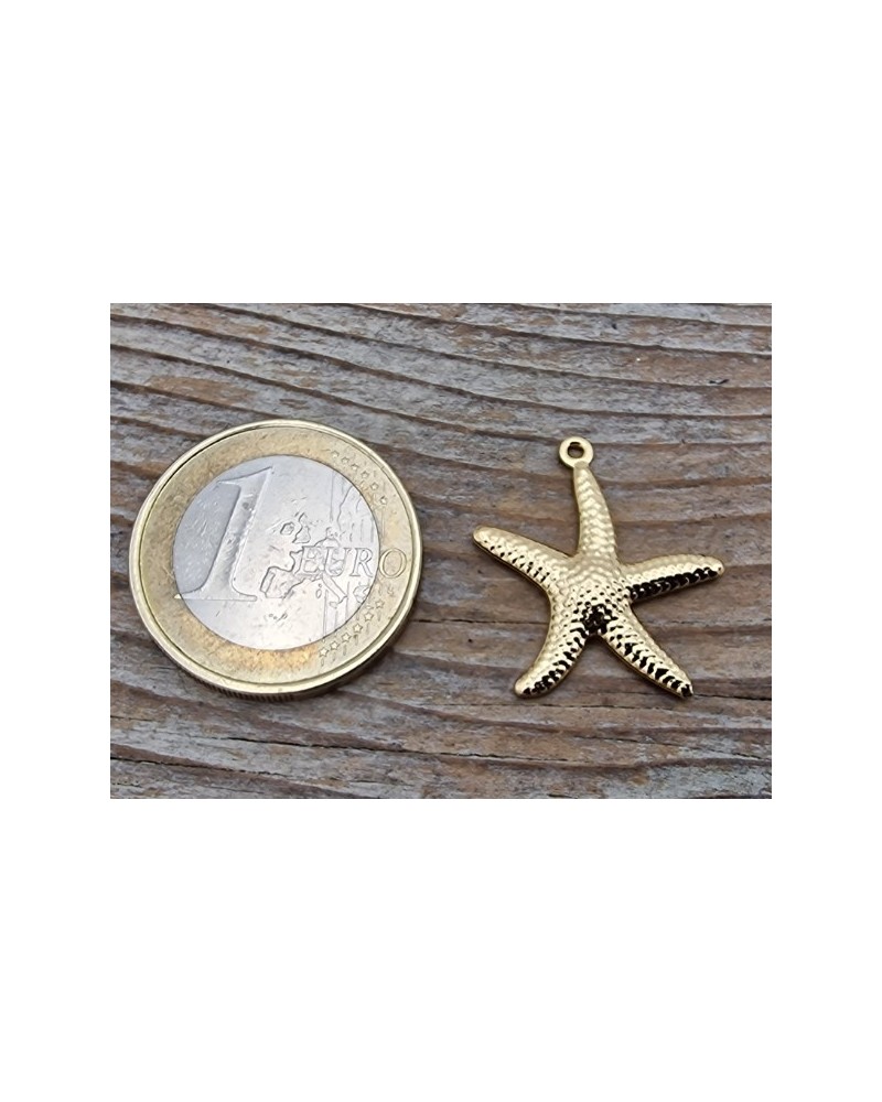 Charm Seestern 22mm, Edelstahl gold