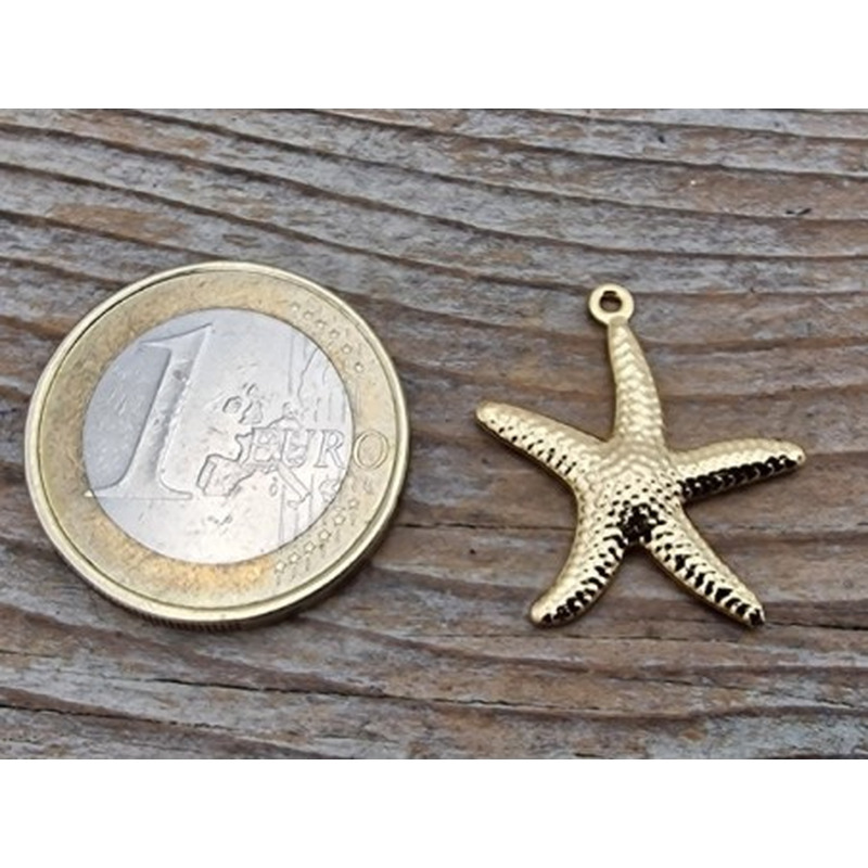 Charm Seestern 22mm, Edelstahl gold
