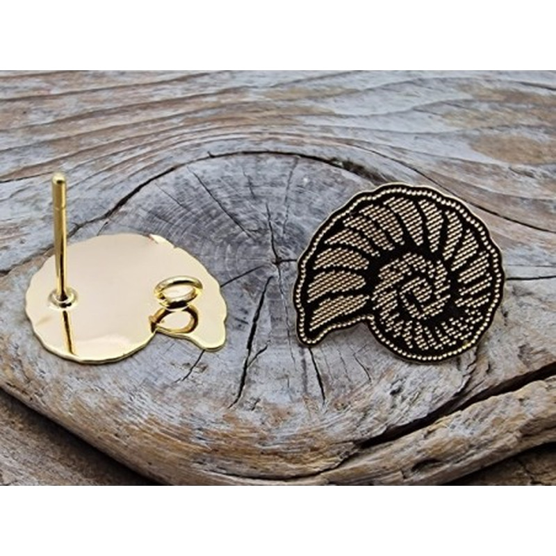 2 Stk. Ohrstecker Schnecke, Messing vergoldet