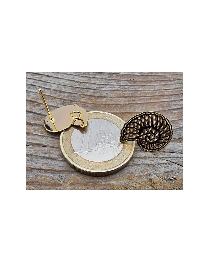 2 Stk. Ohrstecker Schnecke, Messing vergoldet