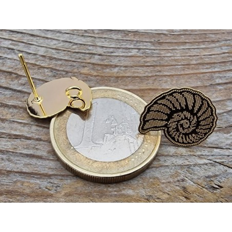 2 Stk. Ohrstecker Schnecke, Messing vergoldet