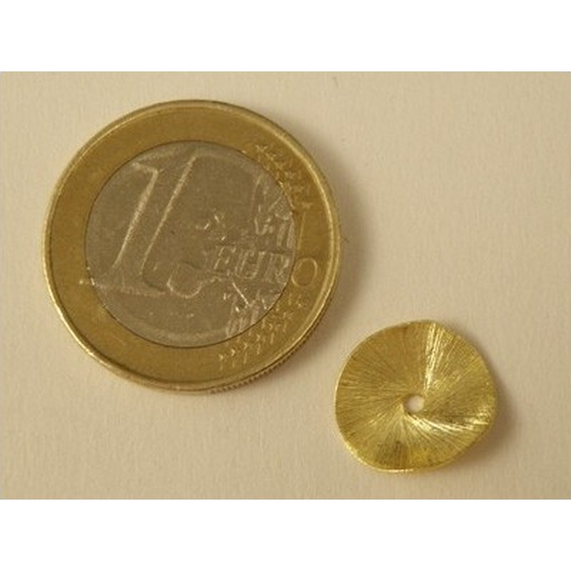 Zwischenteil, Scheibe Wave 14mm, Silber vergoldet