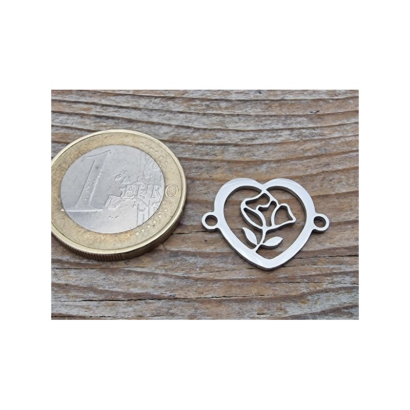 Zwischenteil-Link, Herz 20mm, Edelstahl