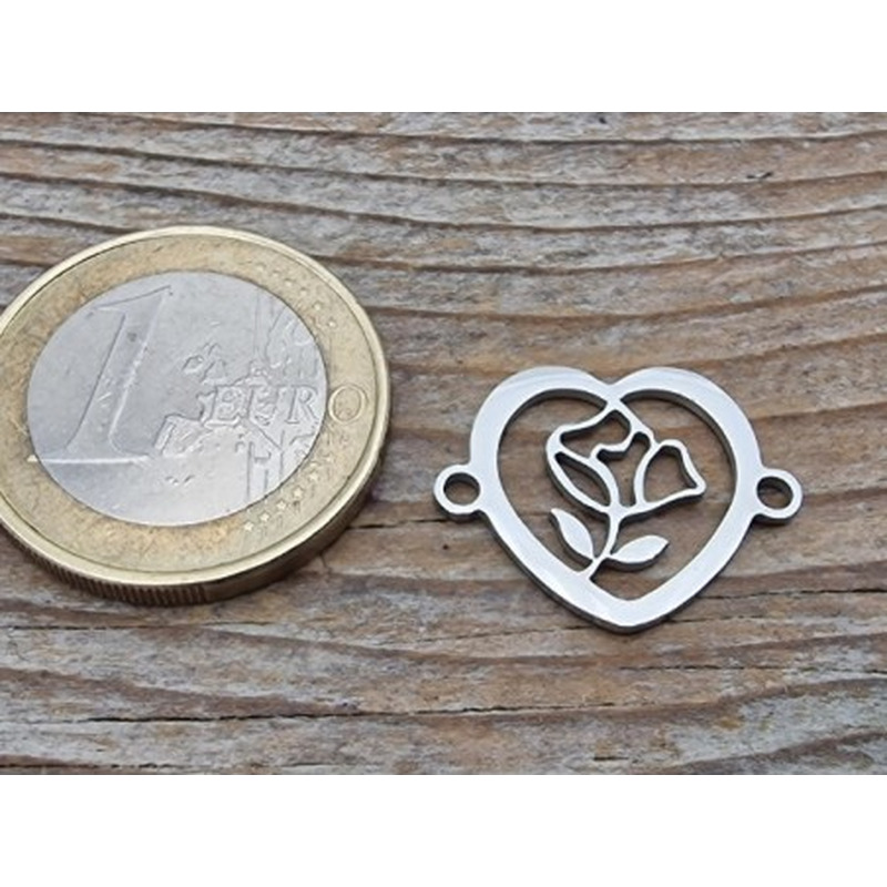Zwischenteil-Link, Herz 20mm, Edelstahl