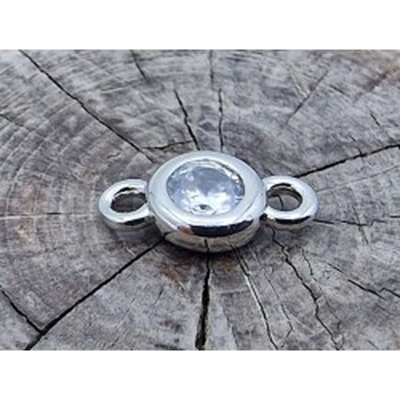 Zwischenteil-Link, Strass 4/8mm, Messing rhodium 2